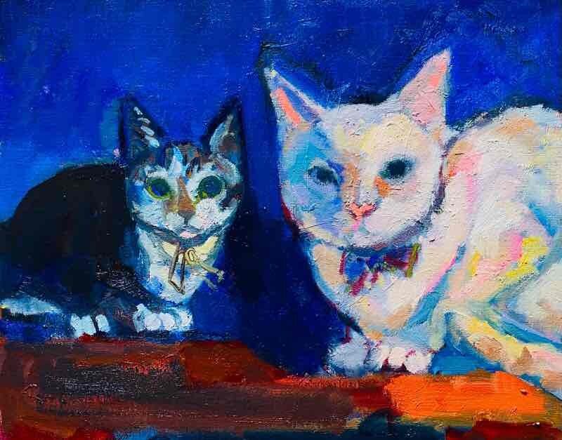 OIL COLOUR | 油彩画 #現代アート #犬 #猫