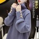 人気なリブニット ベーシックニット カシミヤタッチ 秋冬 ハイネックニットトップス ゆったり百掛け セーター レディース怠惰な風 暖かいタートルネック 体型カバー 裹起毛 ニットセーター