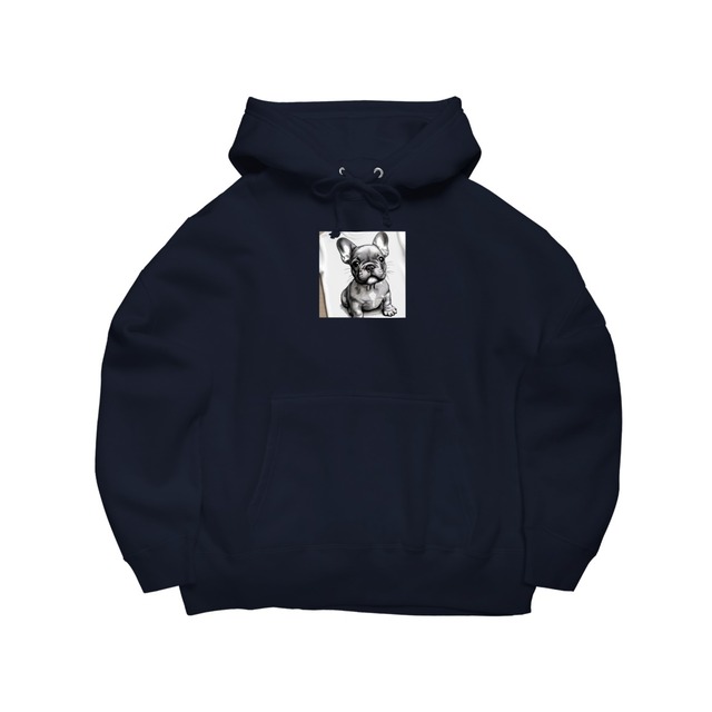 Original drawing French bulldog hoodie 4 colors