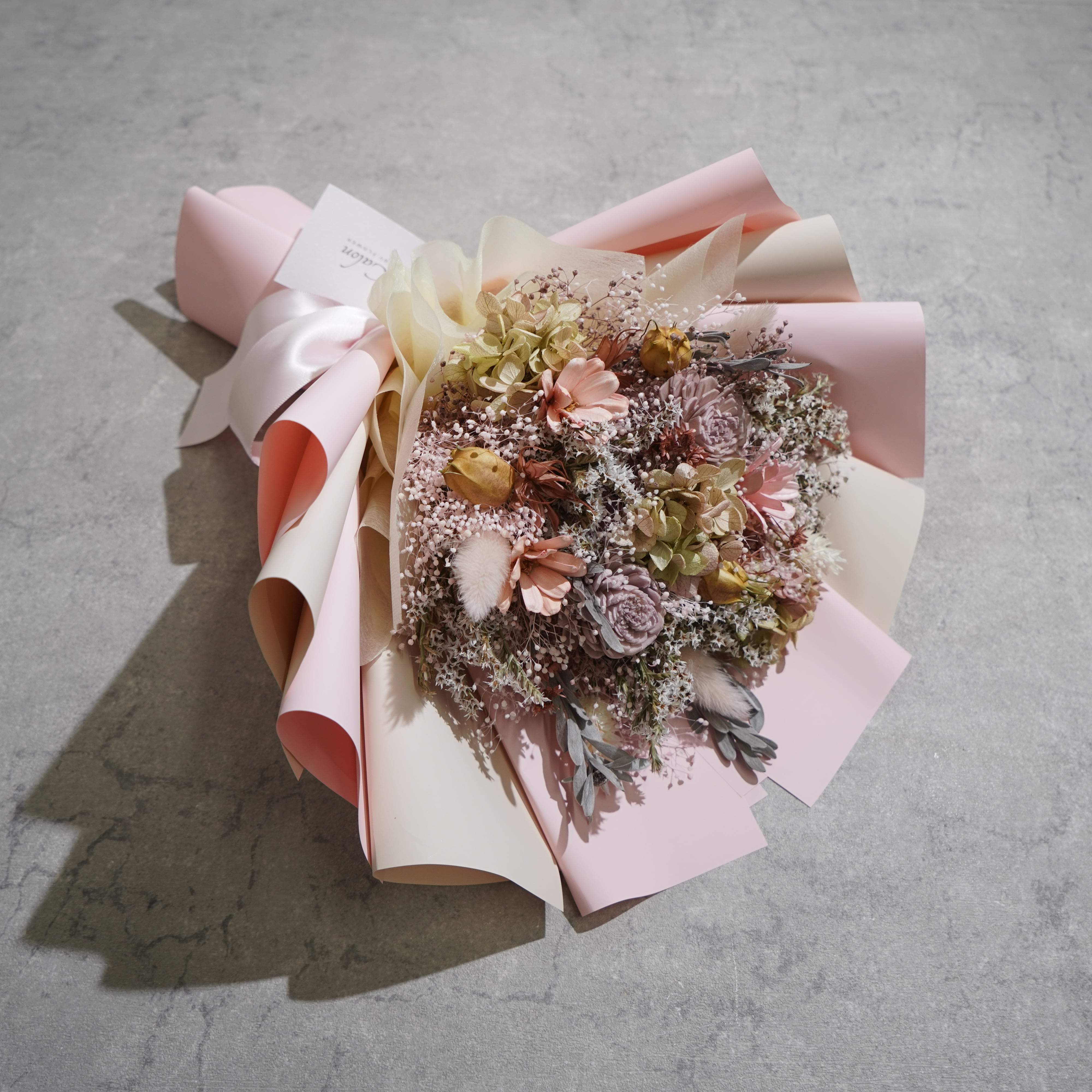 ドライフラワーの花束 Mサイズ ライトピンク M-585≪限定1点≫