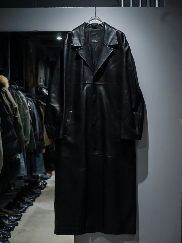 【add (C) vintage】"Special" “VERSACE” Vintage Loose Leather Long Coat