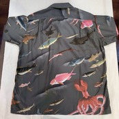 HOUSTON/ヒューストン x伊藤若冲COTTON RAYON ALOHA SHIRT(魚くし)/アロハシャツ