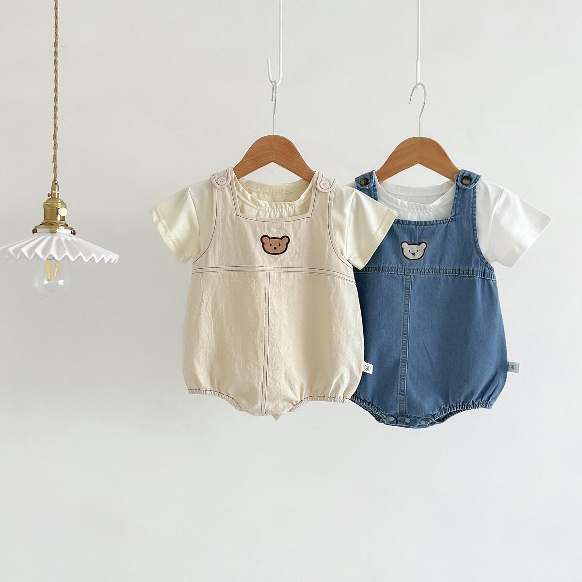 【BABY】夏新作 デニムクマサロペット
