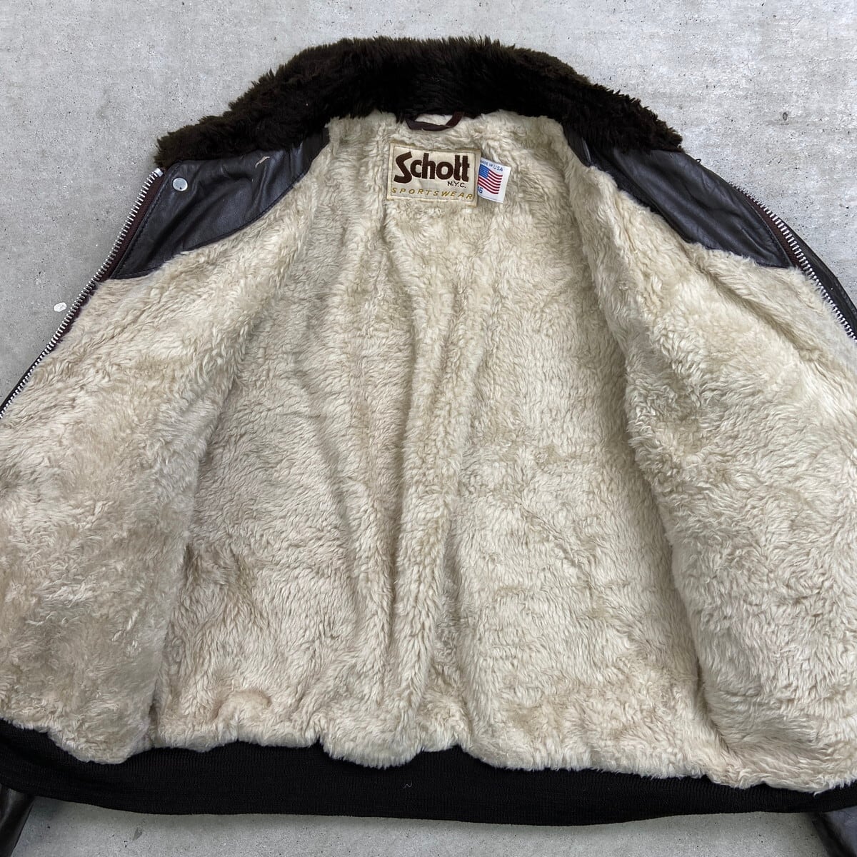 40 ショット G-1 フライトジャケット ヴィンテージ 襟ボア Schott 80年代 USA製 Schott ショット G-1タイプ レザーフライトジャケット