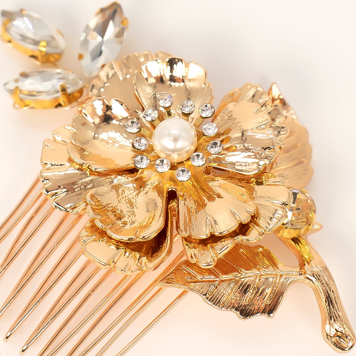 H-139 Gold Flower ヘッドコーム 2点セット 1013 | ウェディング