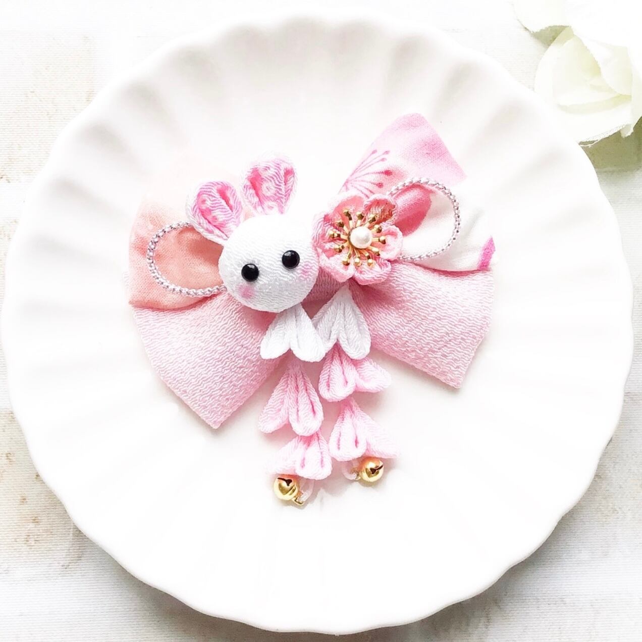 ハンドメイド】つまみ細工 リボン髪飾り 七五三 成人式 | つまみ細工の