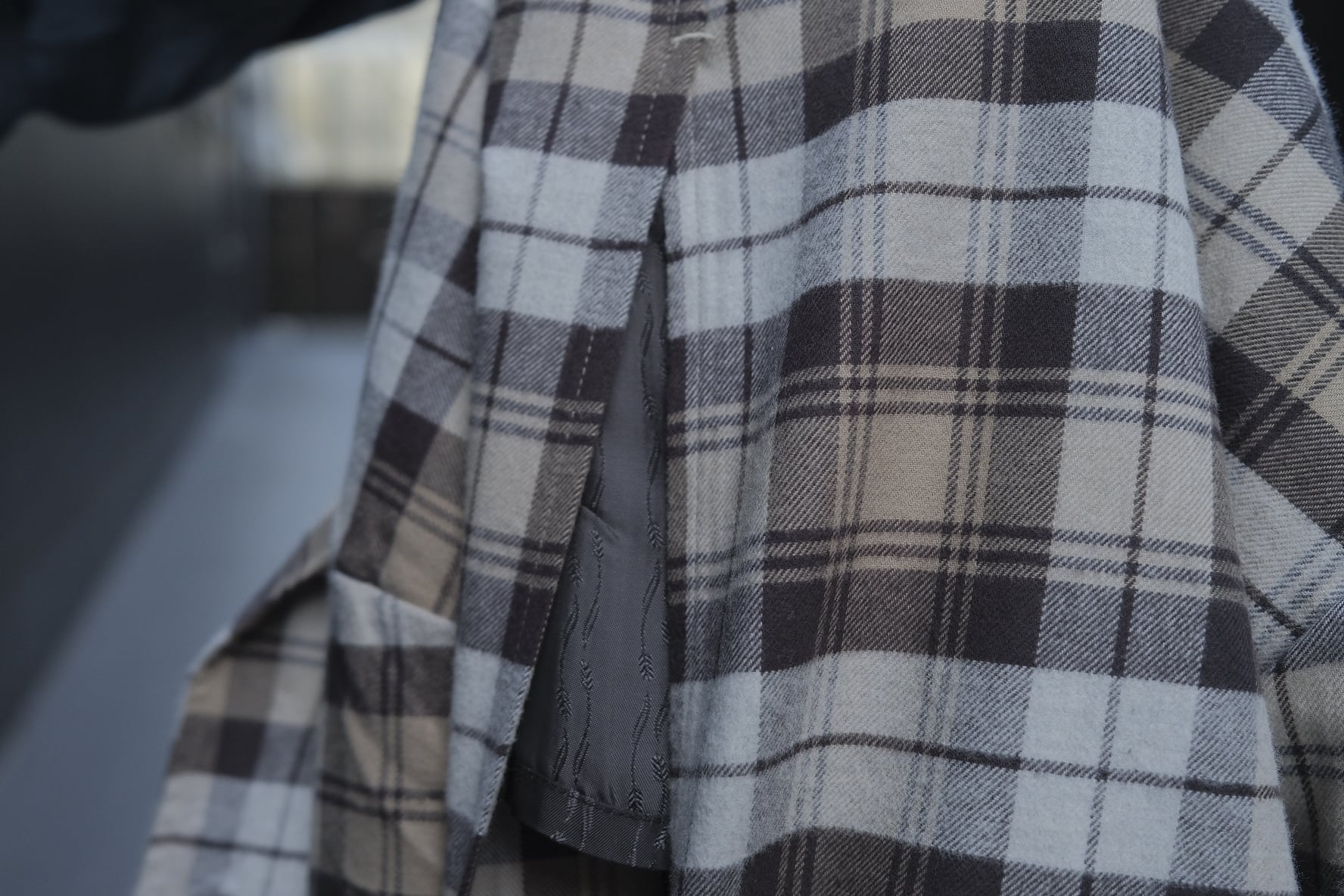 KENNETH FIELD(ケネスフィールド) / SHAWL JACKET NEL CHECK-GRAY-(13