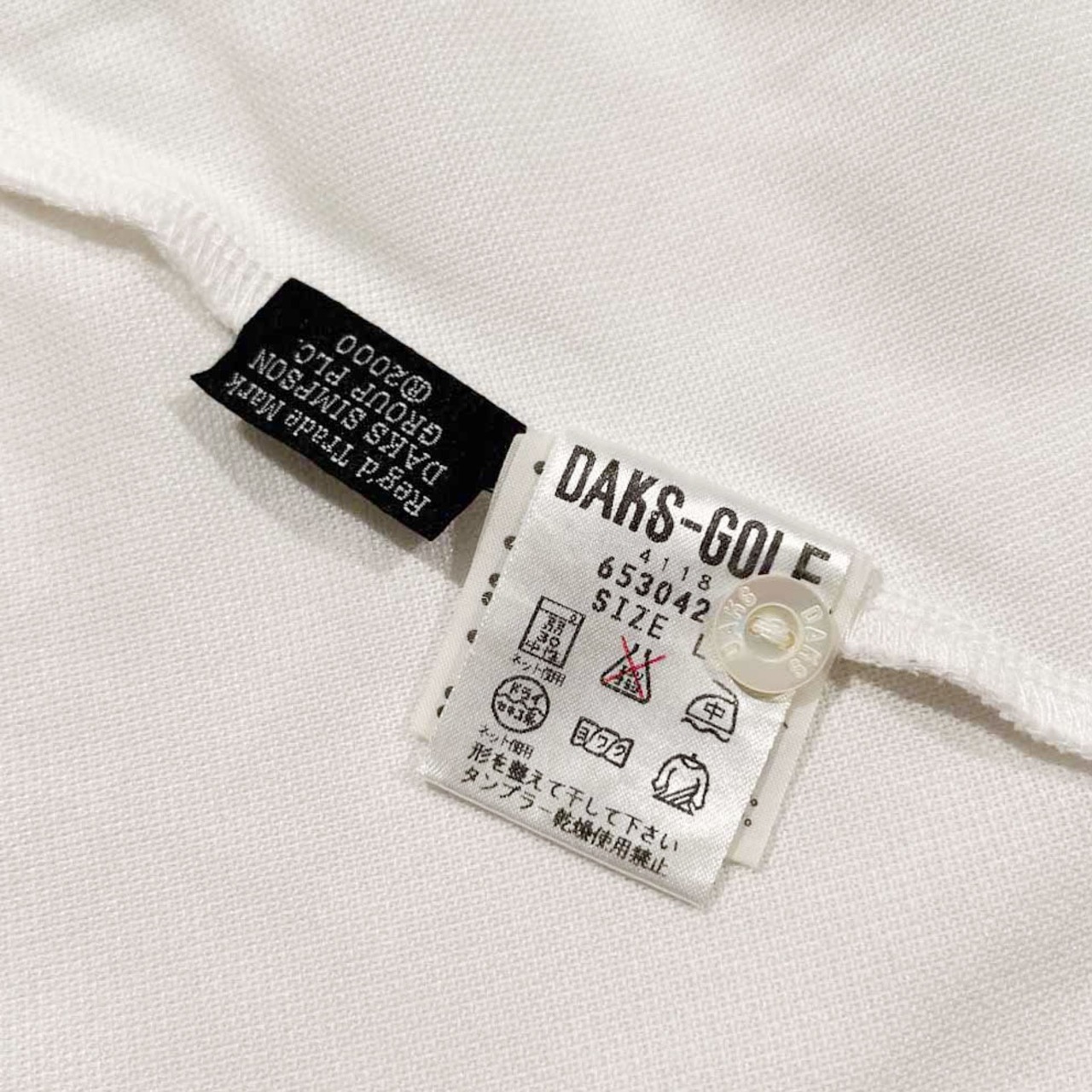 DAKS GOLF ダックス ゴルフ ワンポイント ドッグ柄 半袖 ポロシャツ サイズ L /ホワイト/日本製/メンズ/犬柄