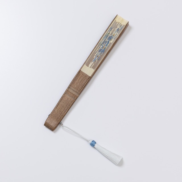 額透かし彫扇 紗月 わすれな草 白