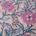 ブロックプリント生地【50cm単位】インド綿 花柄 くすみピンク #14620-PK1
