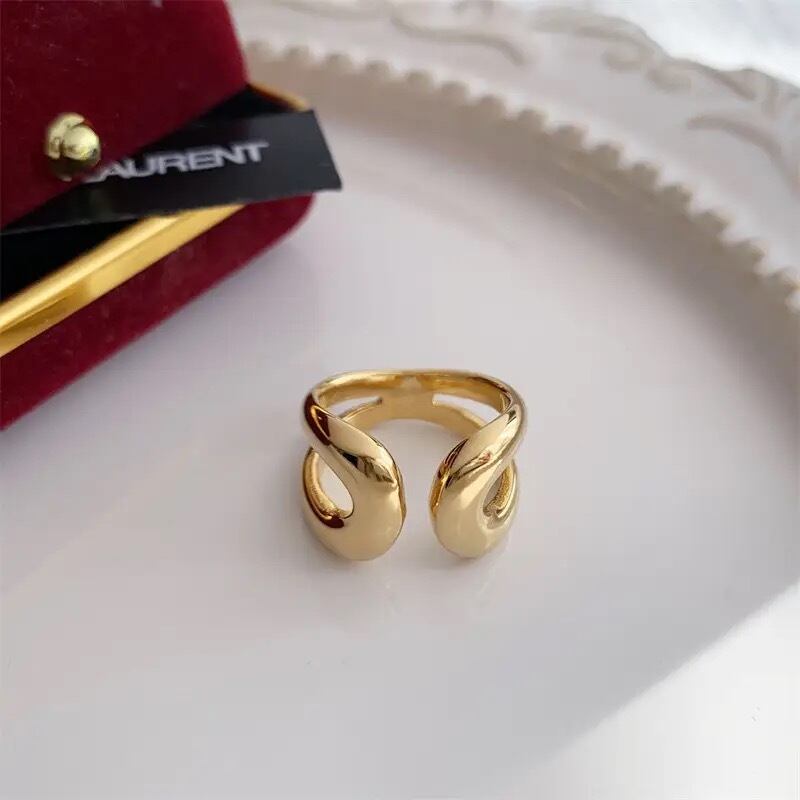 金アレ対応 316L 18k うねうねオープンリング(0507)