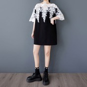 レース切替 ボートネック シャツ  30046