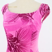 フラダンス 衣装 ワンピース ドレス CC Fashions パープル系 ハワイ製 ベロア ノースリーブ ワントーン フリル かわいい 上品 きれい 華やか 鮮やか 明るい 高級感 紫 ハワイアン アロハ ハワイアンプリント フラ ダンス レッスン 練習