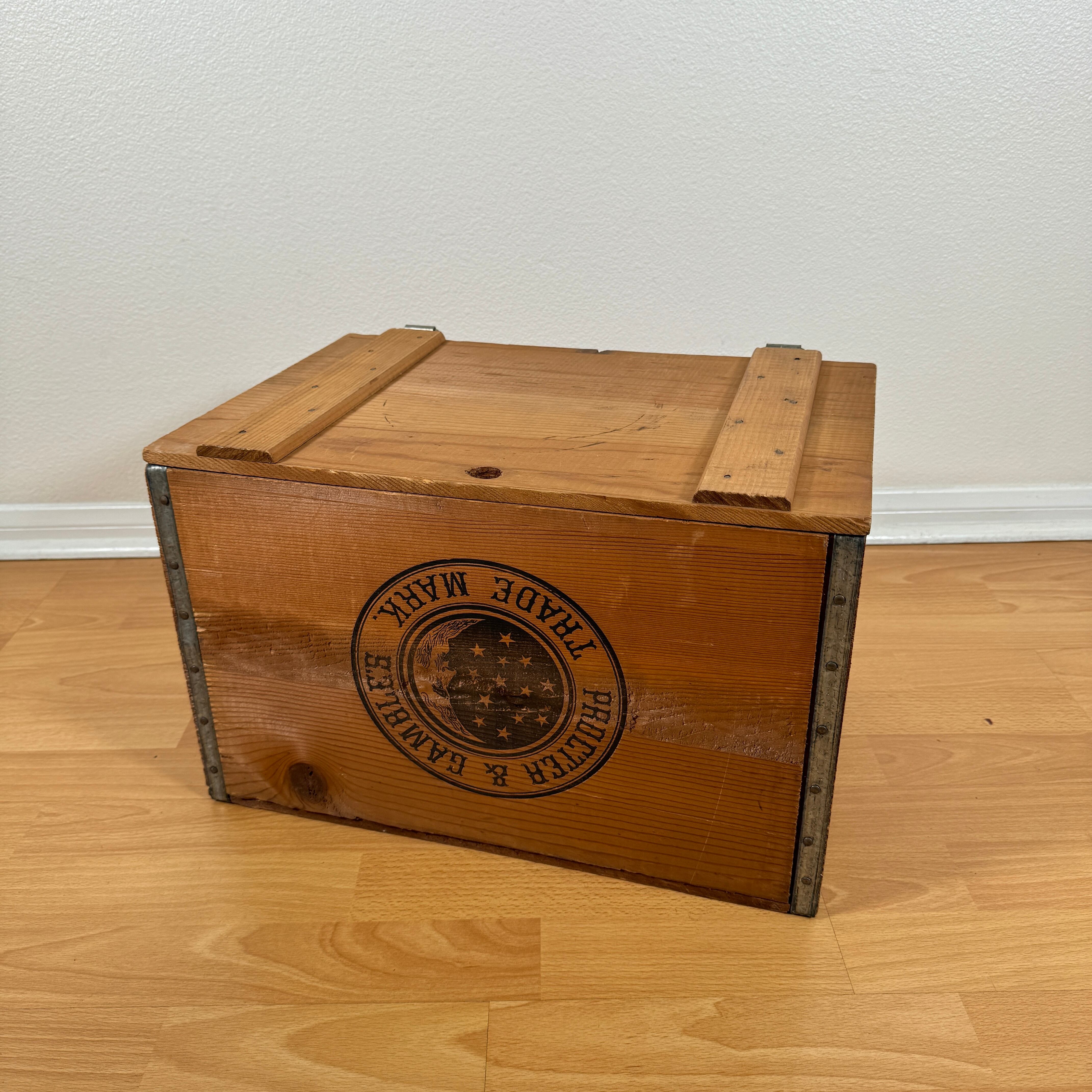 1311 ビンテージ 木箱 IVORY ウッドボックス 蓋付き 収納ケース