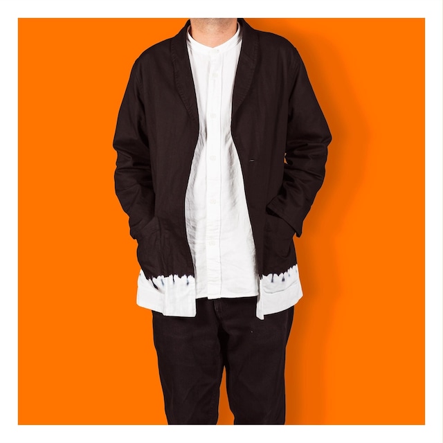 <OSOCU>Denim jacket with black & white-hem 広島デニム×名古屋黒紋付染