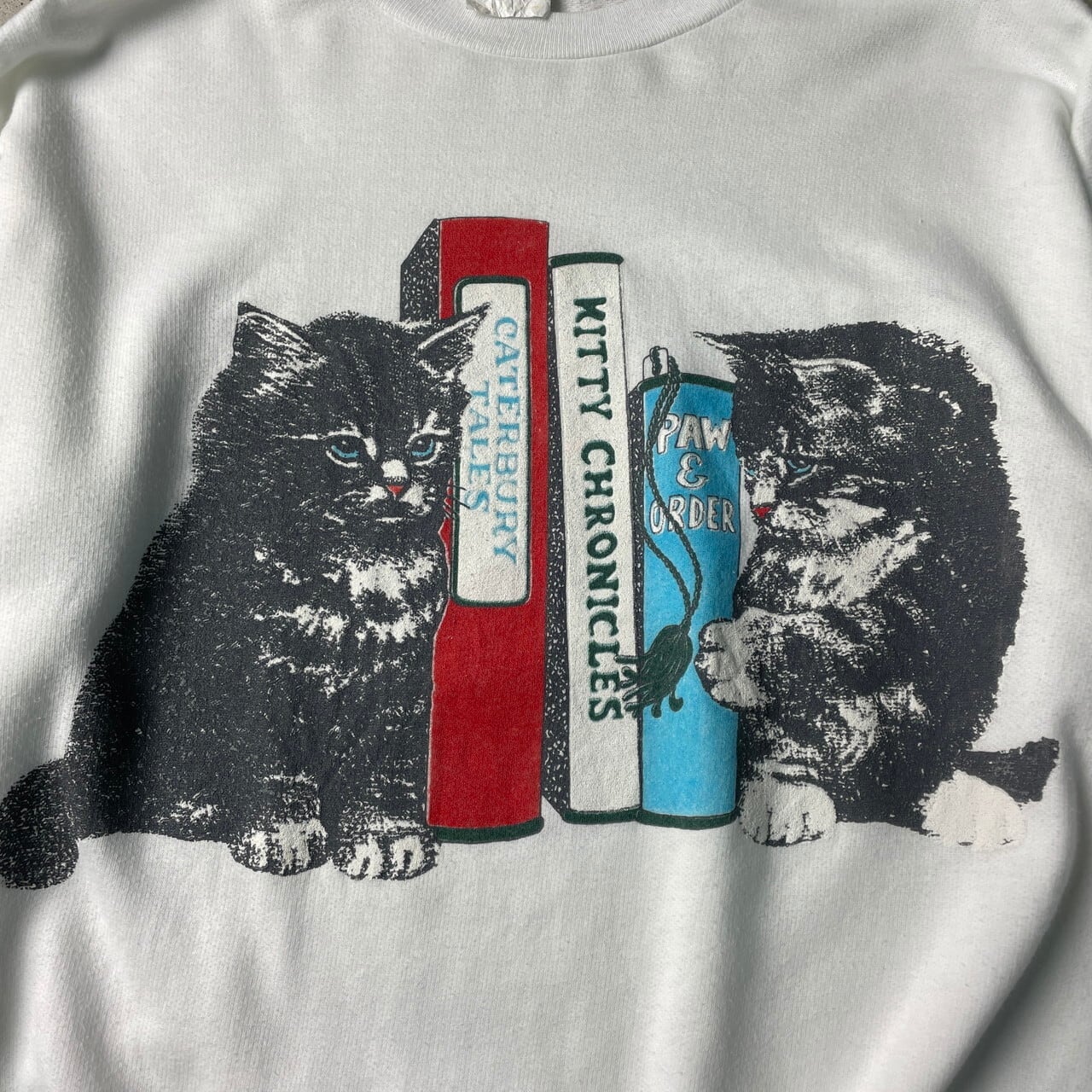 90s vintage スウェット　リボン　猫　デッドストック