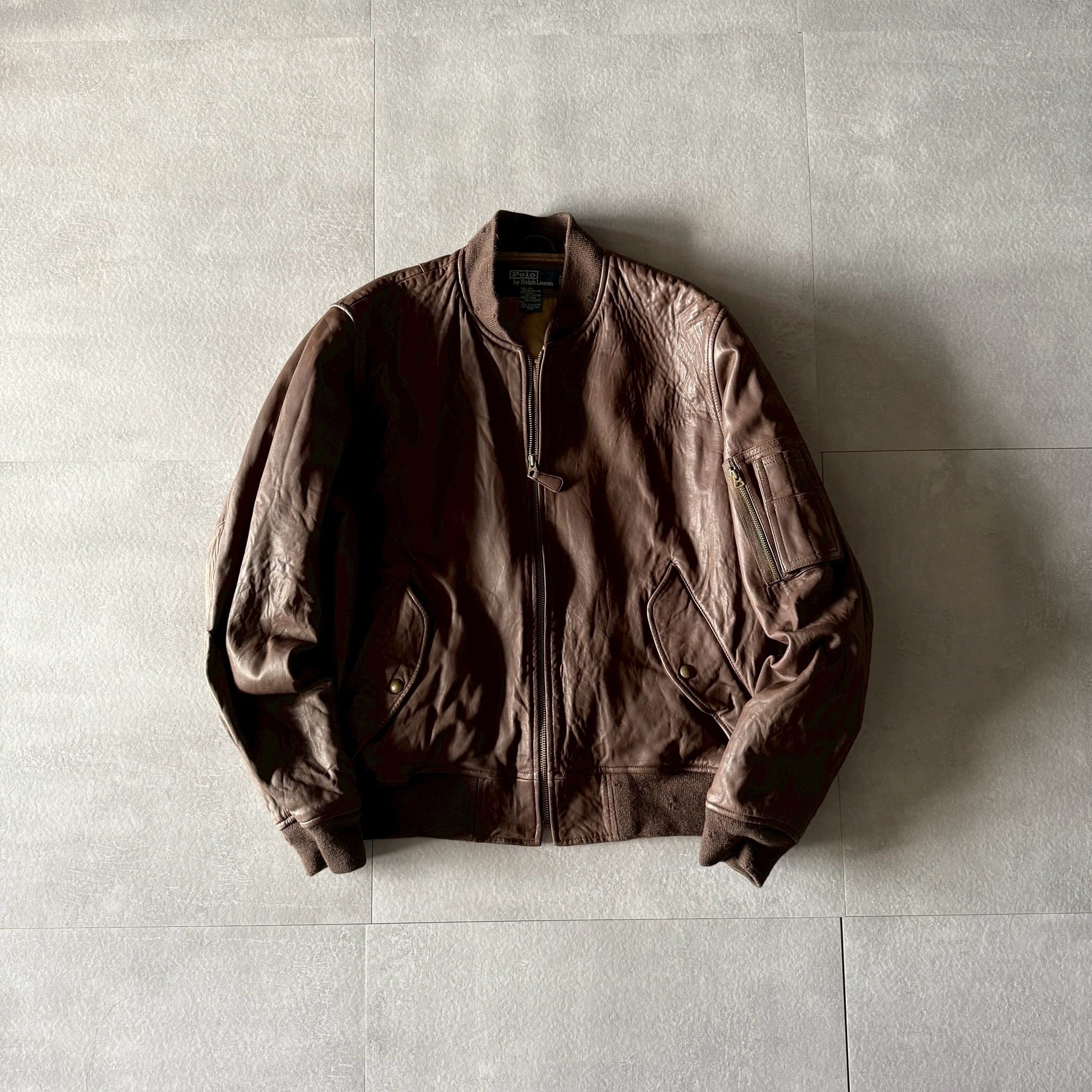 Polo Ralph Lauren MA-1 type leather bomber jacket | Pheasant