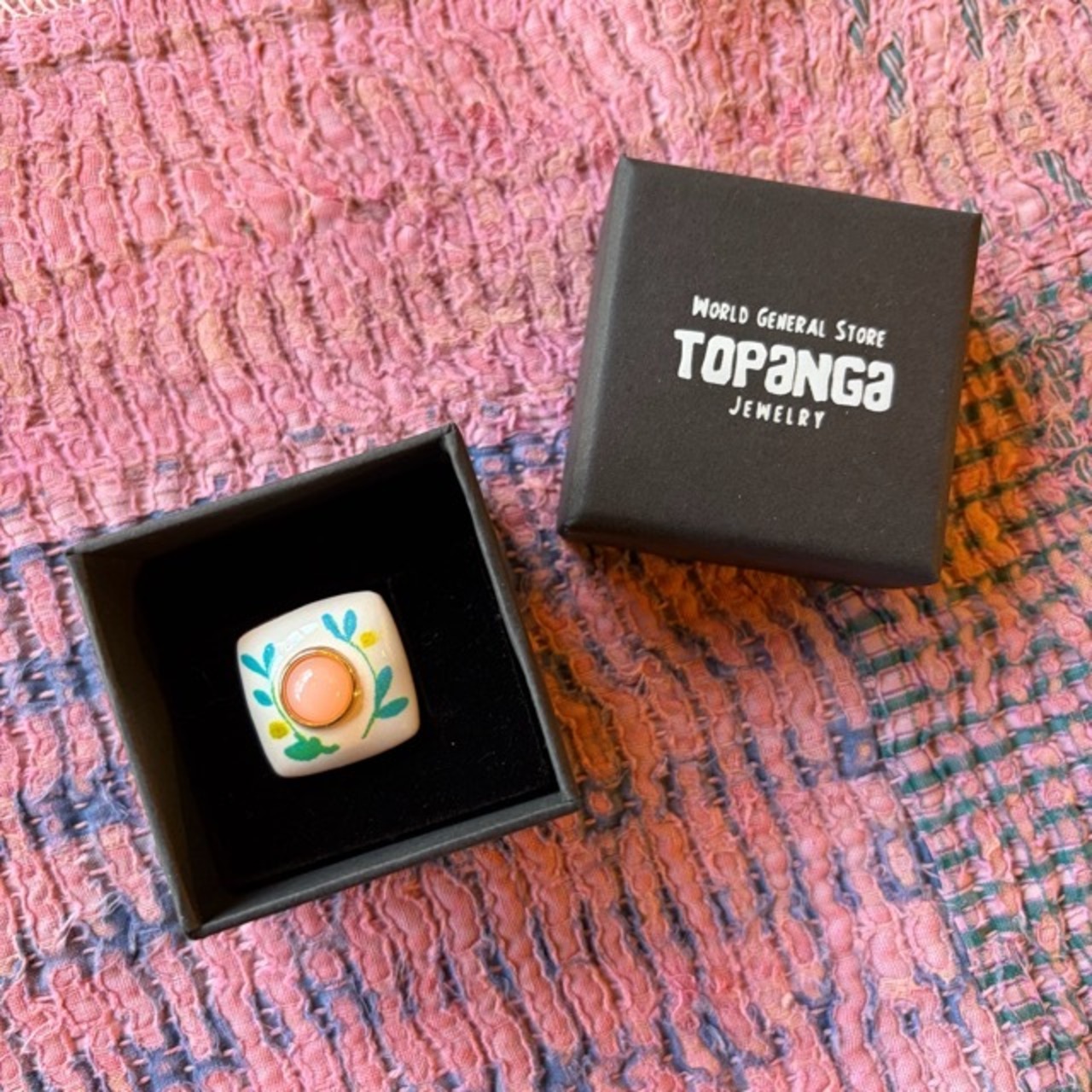 TOPANGA Jewelry  FOLK Art Ring Square 　フォークアートリング　スクエア　　指輪　リング　フラワー　　Ring　