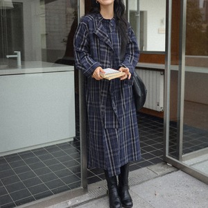 frill check shirt one-piece　J00459