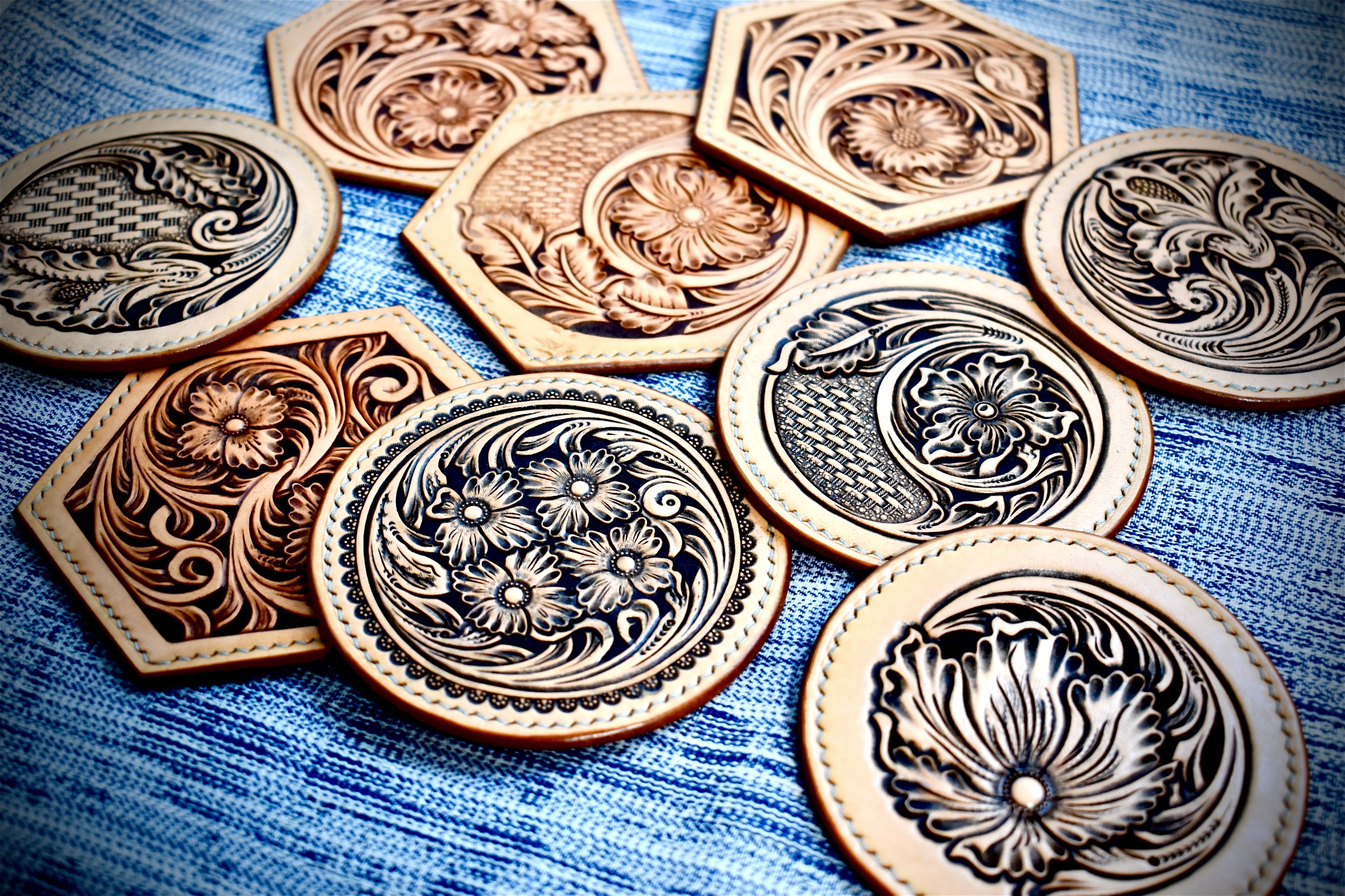 レザーカービングコースター図案 PDF Pattern コースター001