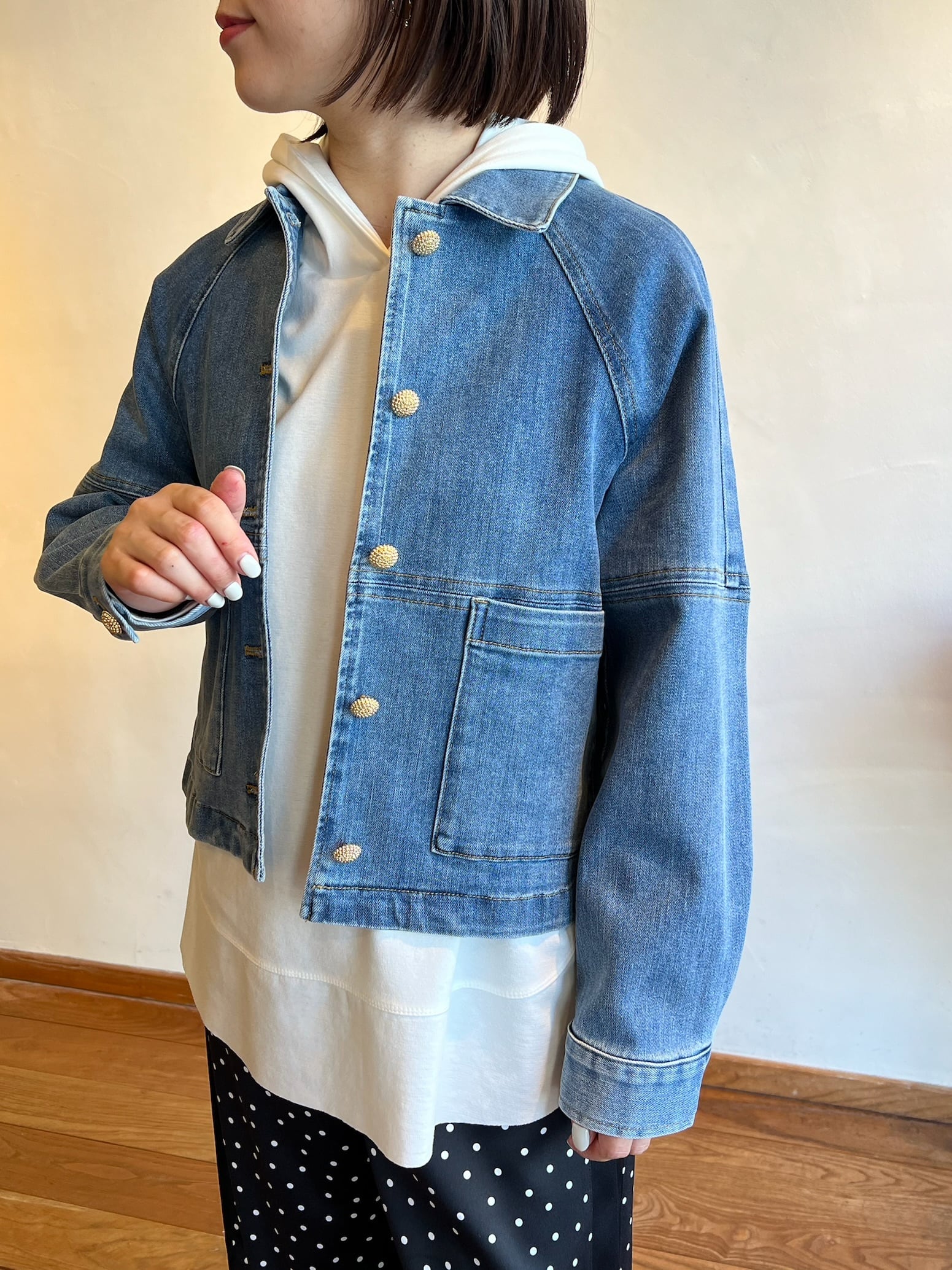 MARGAUX VINTAGE / 襟付きラグランスリーブGジャン | anouk
