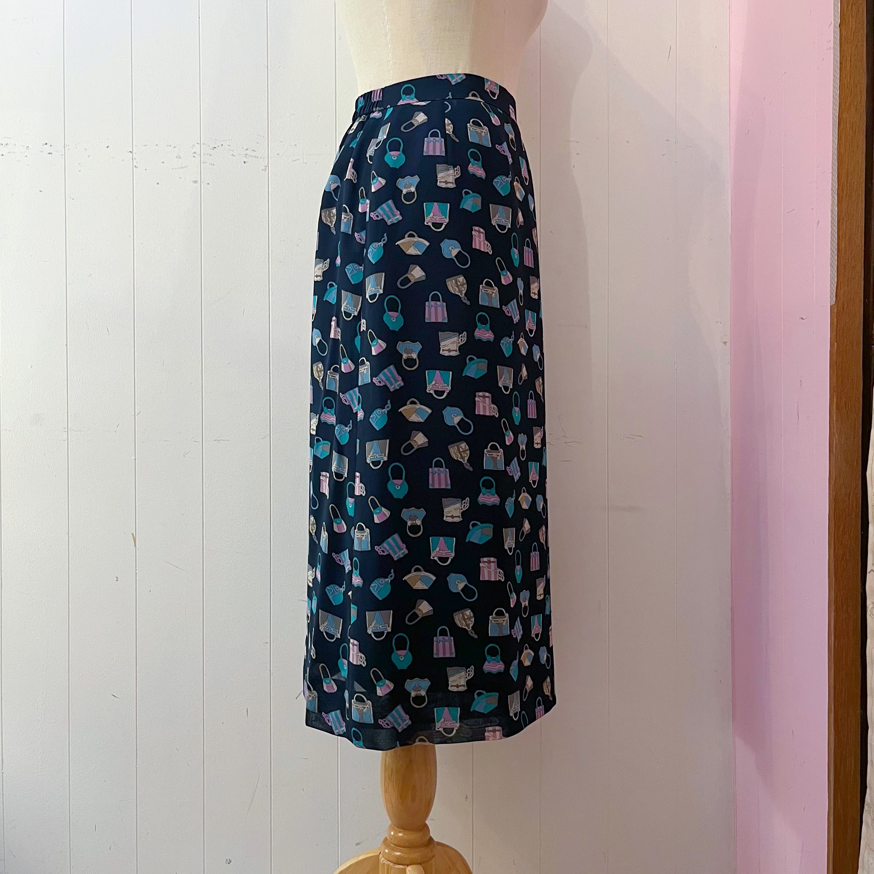 navy retro hand bag sheer skirt