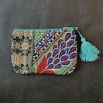 刺繍パッチワークポーチ カンバディア グリーンB