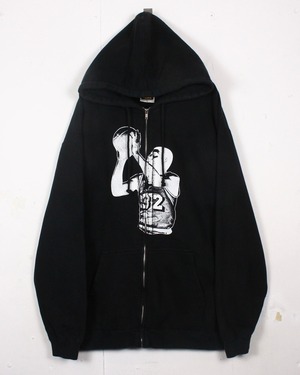 【Caka act2】90's “X-LARGE” Basketball Player Graphic Loose Zip Up Hoodie