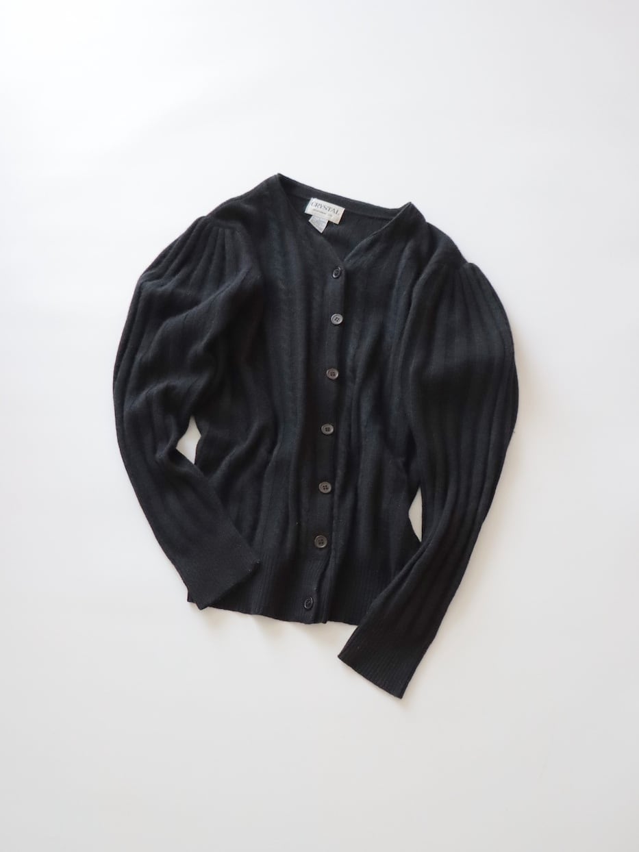 ●Angora black color design knitted cardigan