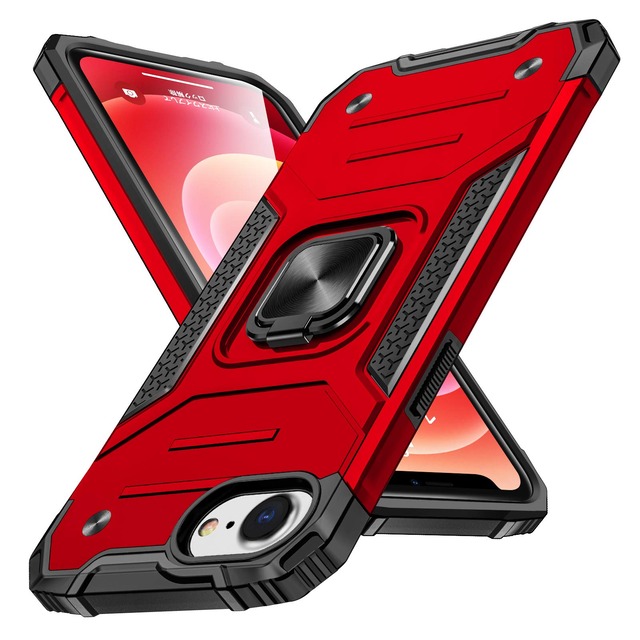 WACJOSD 対応 iPhone SE 第3世代 第2世代 8/7/6 用の ケース リング 耐衝撃 衝撃吸収 赤