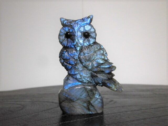 福を呼ぶ【送料無料】【高品質】ラブラドライトふくろう　no.1