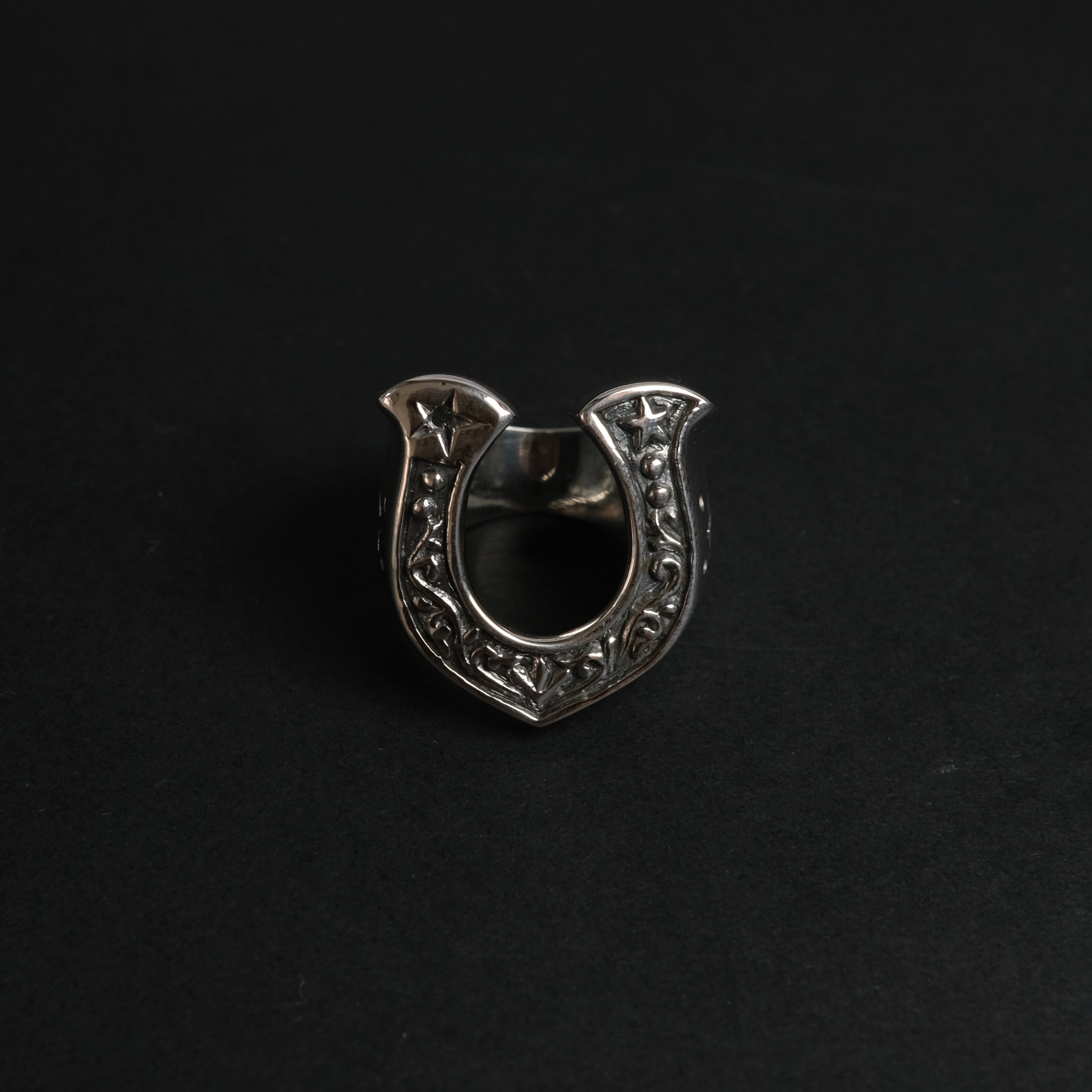 シルバー925 Silver ワイド馬蹄デザインリング/軽研磨仕上げ