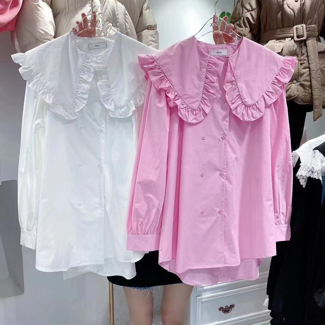 ダブルブレスト　フリルカラーブラウス　AJ1079-6022