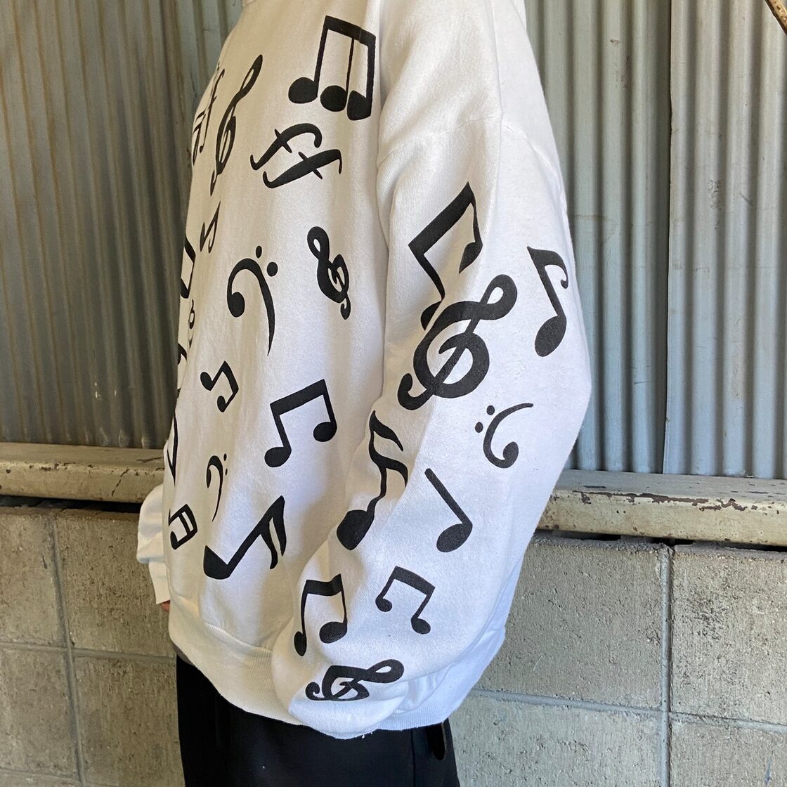 ビッグサイズ 90年代 USA製 MICHIGAN RAG CO. 音符柄 総柄プリント 