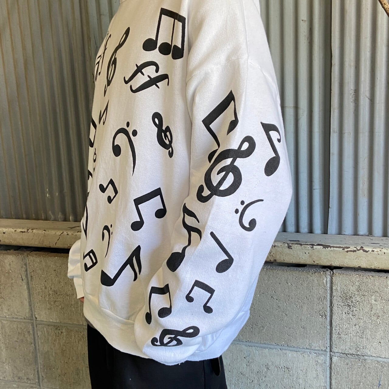 ビッグサイズ 90年代 USA製 MICHIGAN RAG CO. 音符柄 総柄プリント 