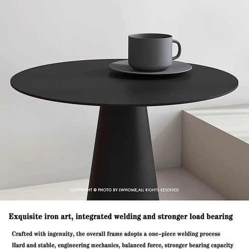 黒　ブラック　ローテーブル　サイドテーブル　コーヒーテーブル　ラウンド　円形　おしゃれ　シンプル　韓国風　かっこいい　高級感　スタイリッシュ　手触りいい　傷つきにくい　耐久性あり　金属　オーク材　ミニマリスト