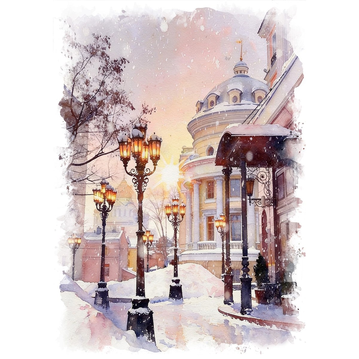 絵画 ロシア 風景画(街並み) 冬 雪が降る サンクトペテルブルク イサキ