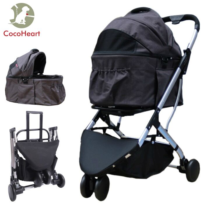 2way 3輪 ペットカート(ダークブラウン) ココハート シュシュ ペット  