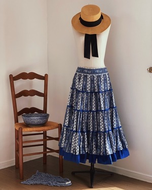 France Vintage Provence Skirt - Royal blue / ヴィンテージ プロヴァンススカート - ロイヤルブルー