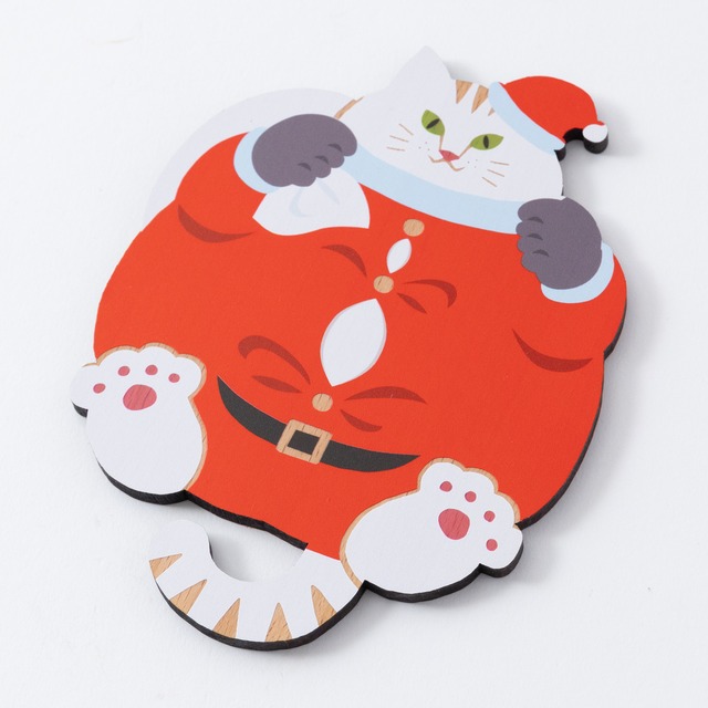【クリスマス限定】腹見せサンタ|猫雑貨・木製コースター・ウッドプレート