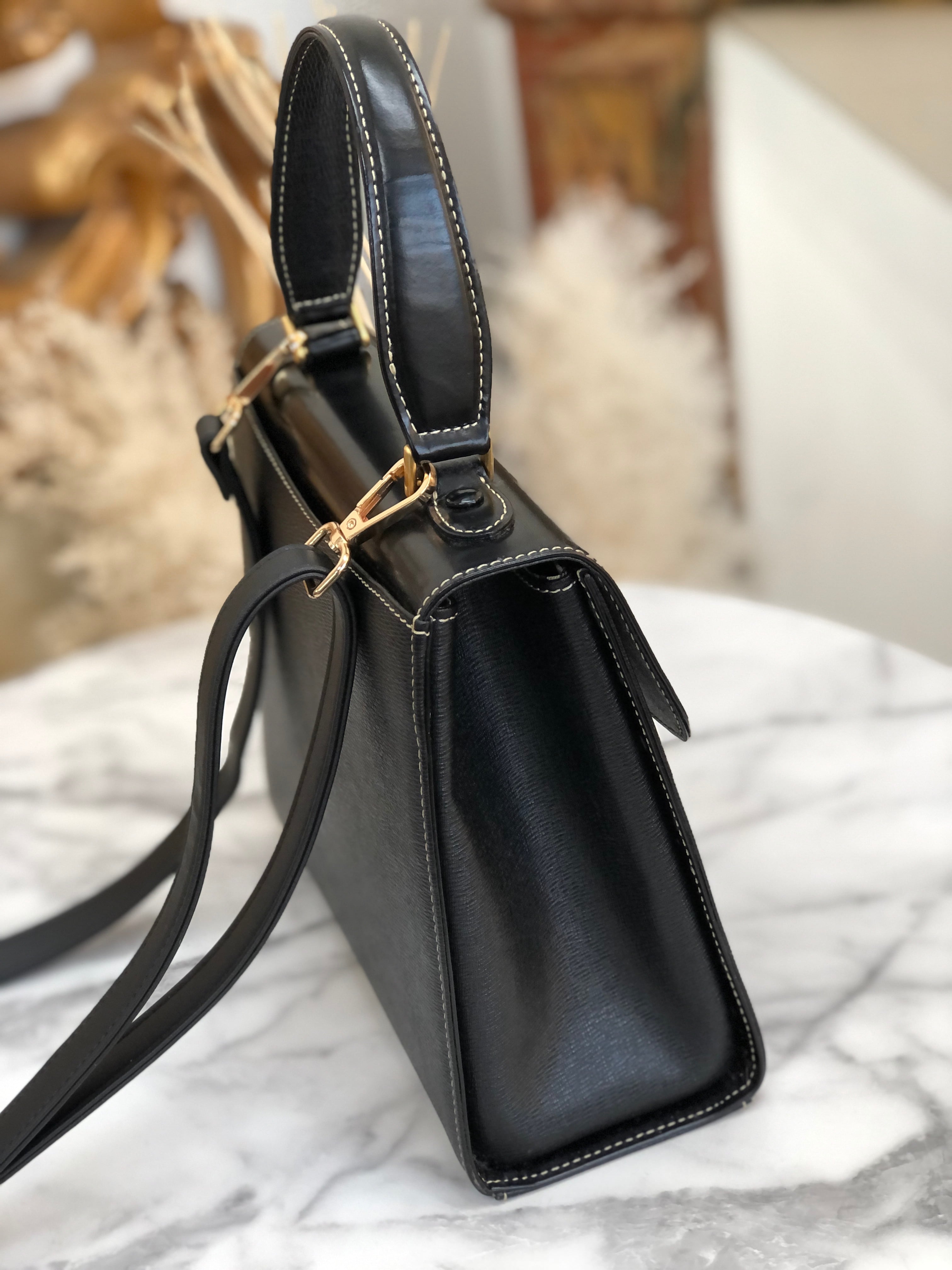 BURBERRY バーバリー バーバリーズ　ハンドバッグ ブラック　ヴィンテージ Burberrys' バーバリーズ クラシックチェック ロゴ コンビレザー