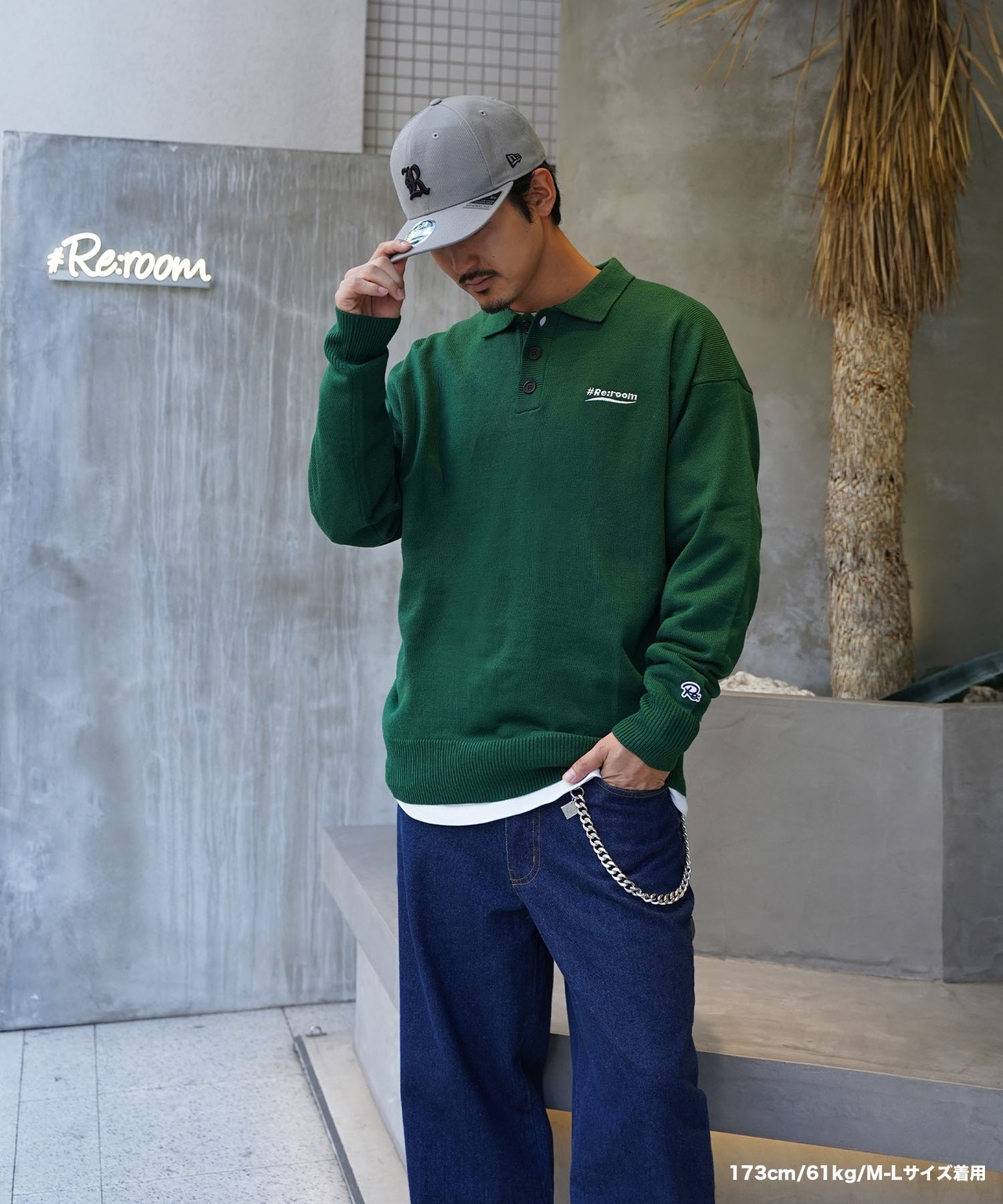 【#Re:room】LOGO EMBROIDERY BIG KNIT POLO SHIRT［REK129］