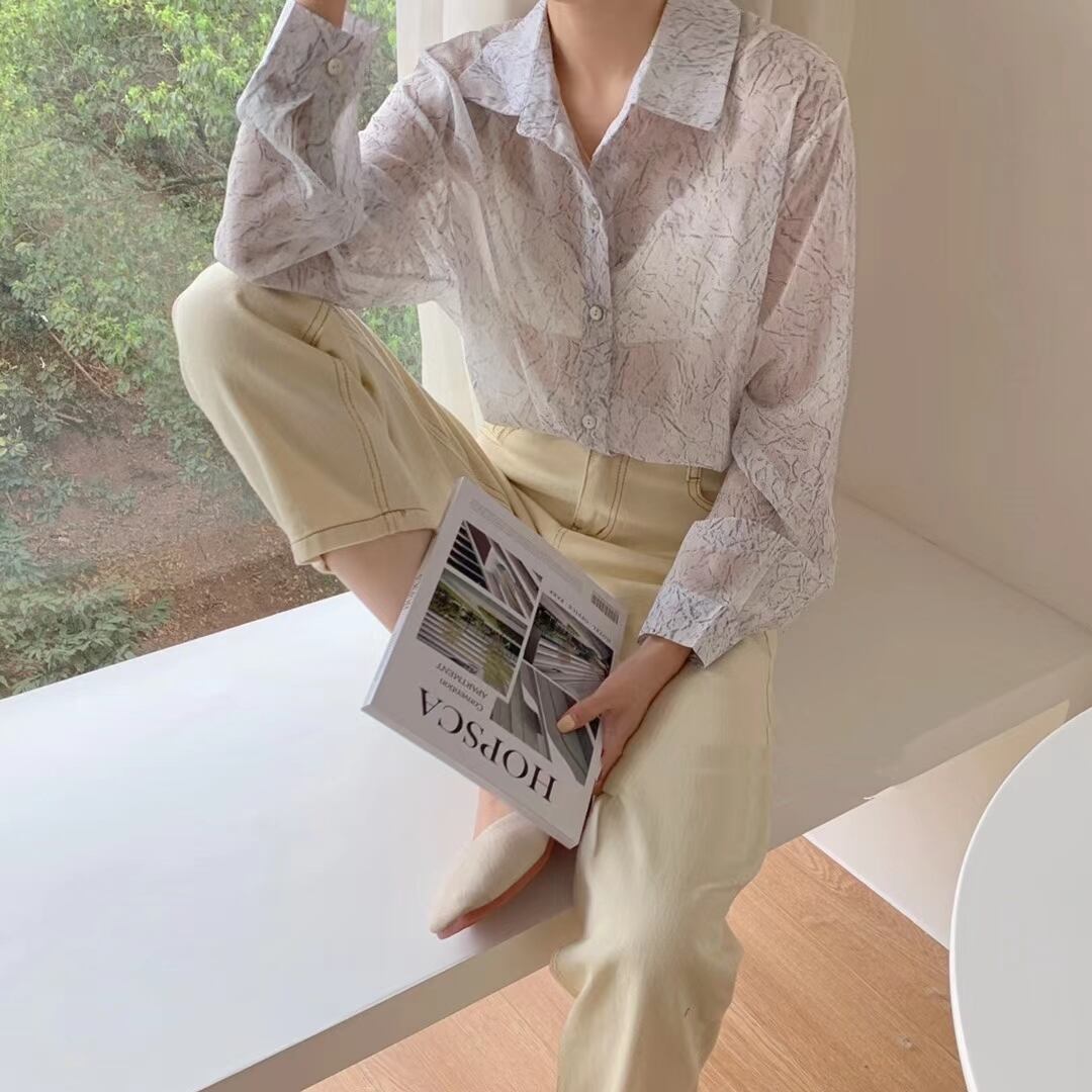 ニュアンス柄 シアーシャツ　AJ2205-642