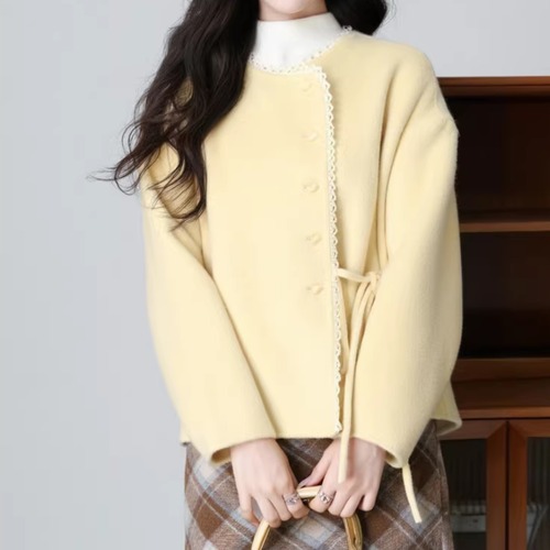 サイドリボンニットコート ・10076