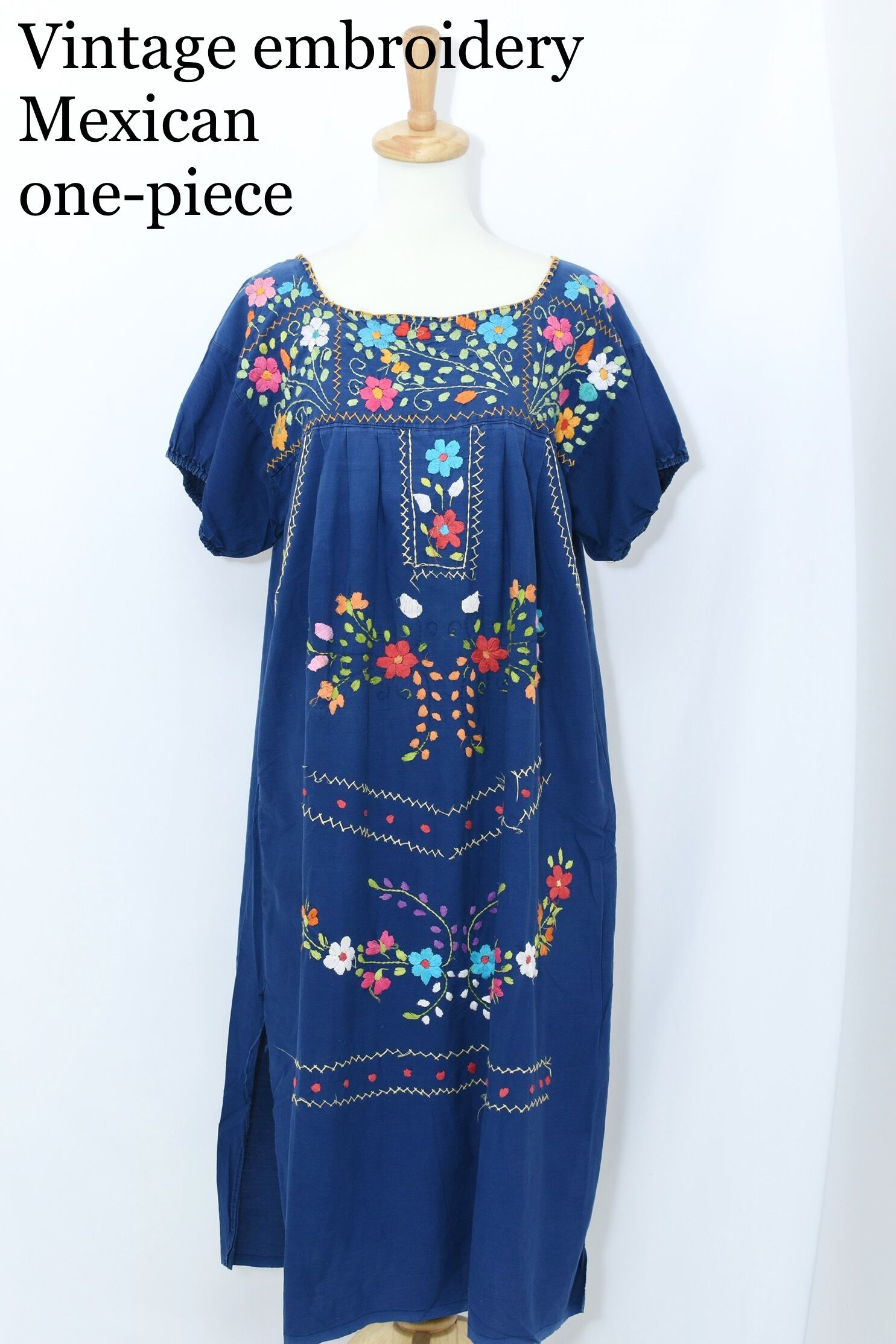 vintage embroidery Mexican one-piece NVY | 古着屋 grin days memory 【公式】古着通販  オンラインストア powered by BASE