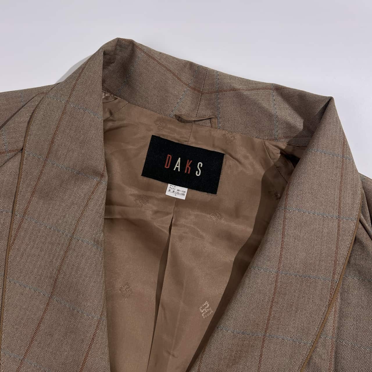 シルク混 DAKS ダックス チェック バスローブ ガウン コート L/ベージュ系 メンズ