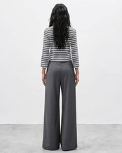 Cropped long sleeve border T-Shirt L0069