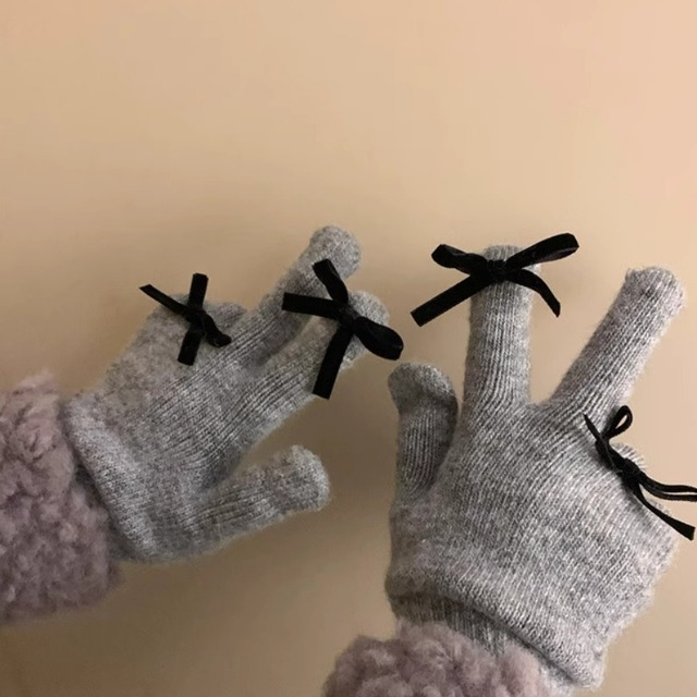 リボングローブ  韓国 手袋 ガーリー  ４color