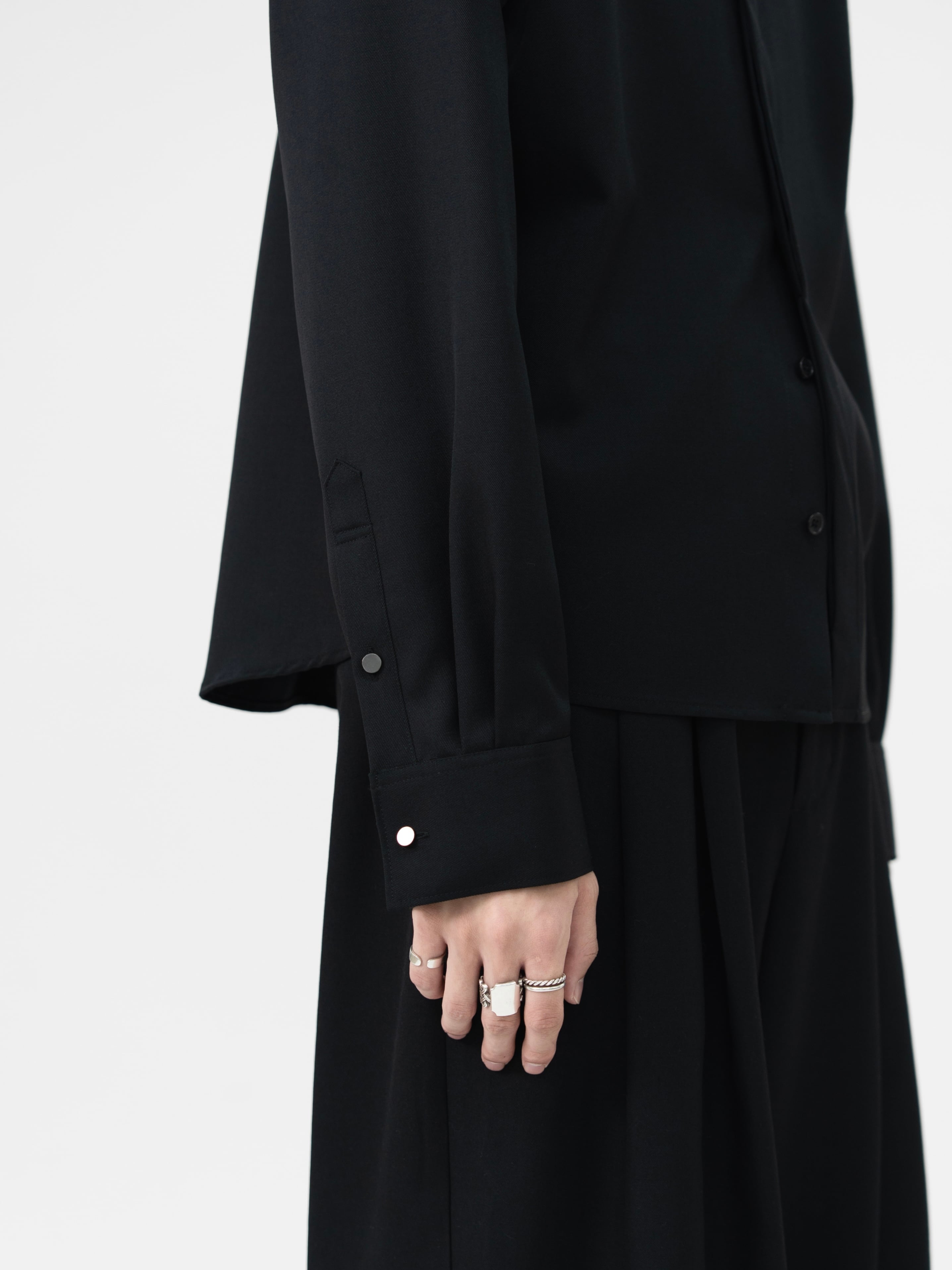 HEAVY WOOL GABARDINE SHORT SHIRT JACKET【BLACK】 | lapiis