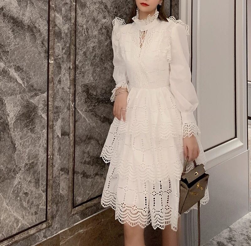 ☆ホワイト 白 ワンピース レース ドレス フリル スカート ブラウス